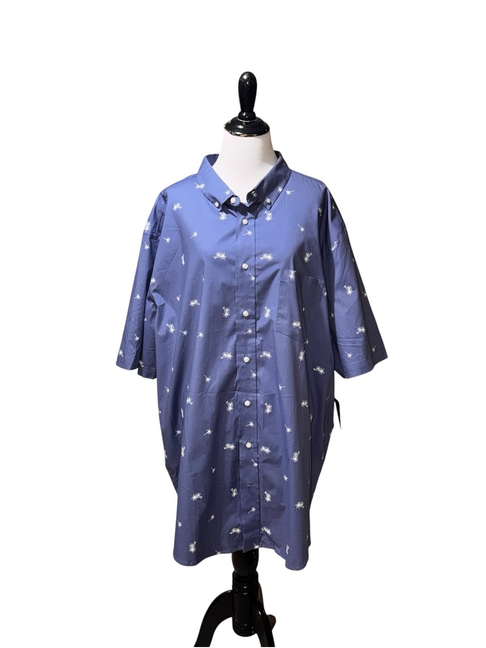 George Men's Size 3 XL Men's Button Down Shirt Short Sleeve Palm Tree Print NWT